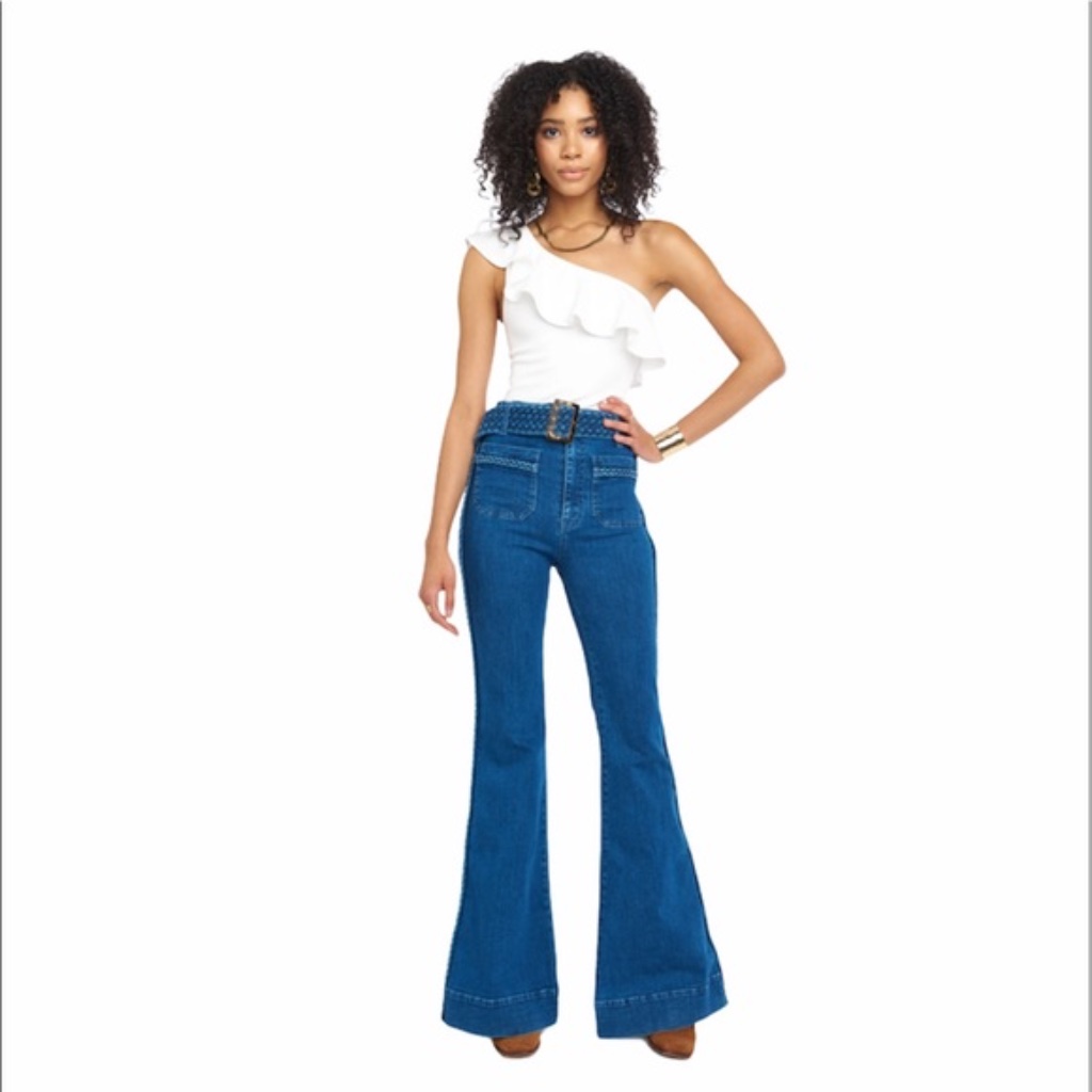Show Me Your Mumu Braided Farrah Trouser Flare Jeans Size 26 New